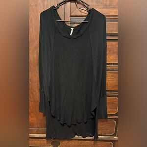 Free People Black Waffle Tunic Top NWT size Large